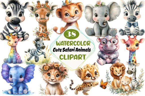 Download Watercolor Cute Safari Animals Clipart - Cute safari animals Collection