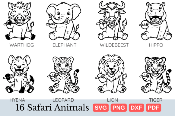 Download Cute Safari Animals Brushing Teeth SVG - Cute safari animals Collection