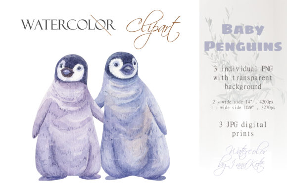 Download Watercolor Arctic Baby Penguin Clipart - Penguin Collection