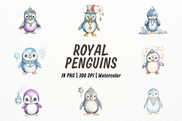 Download Adorable Royal Penguins with Jewelry - Penguin Collection
