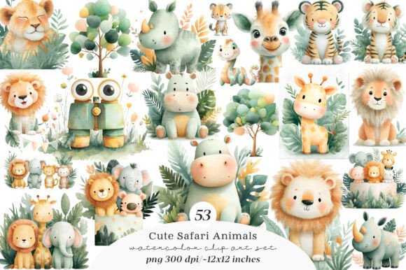 Download Cute Safari Animals Clipart - Cute safari animals Collection
