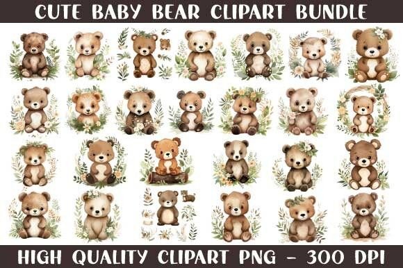 Download Cute Baby Bear Clipart Bundle - Baby bear clipart Collection