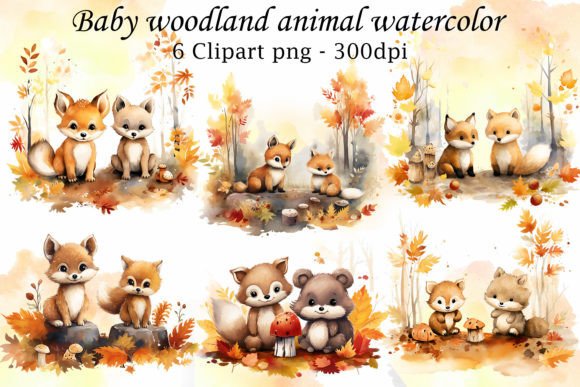 Download Autumn Woodland Baby Animals Watercolor - Woodland baby Collection