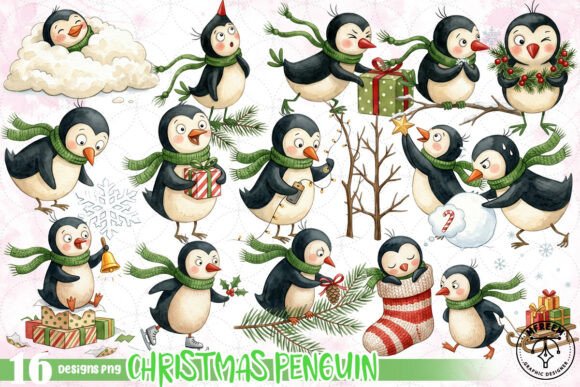 Download Watercolor Christmas Penguin PNG - Premium Resources