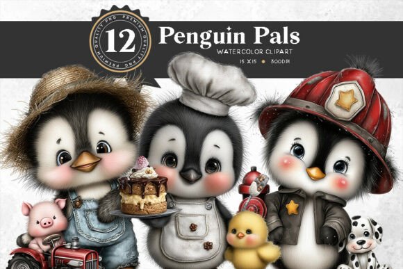 Download Baby Penguin Pals in Jobs Clipart Set - Penguin Collection