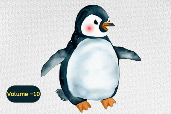 Download Cute Penguins Watercolor Clipart Vol–10 - Penguin Collection