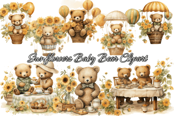 Download Sunflowers Baby Bear Clipart - Baby bear clipart Collection